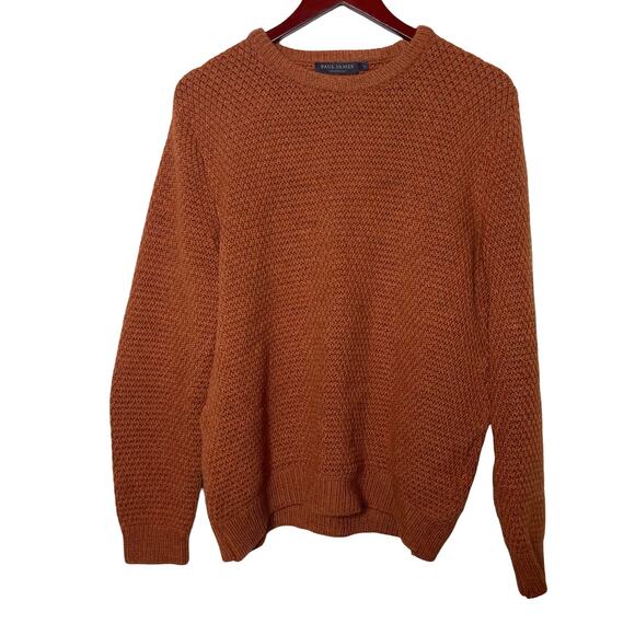 Paul James Other - Paul James 100% merino wool burn orange texture crewneck knit sweater sz L